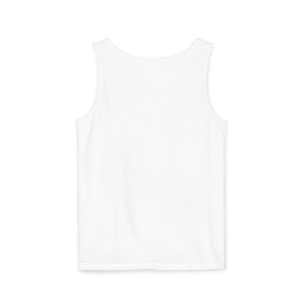 Unisex Garment-Dyed Tank Top - 'Hallo Hello Hate Less' Graphic Tee for Positive Vibes