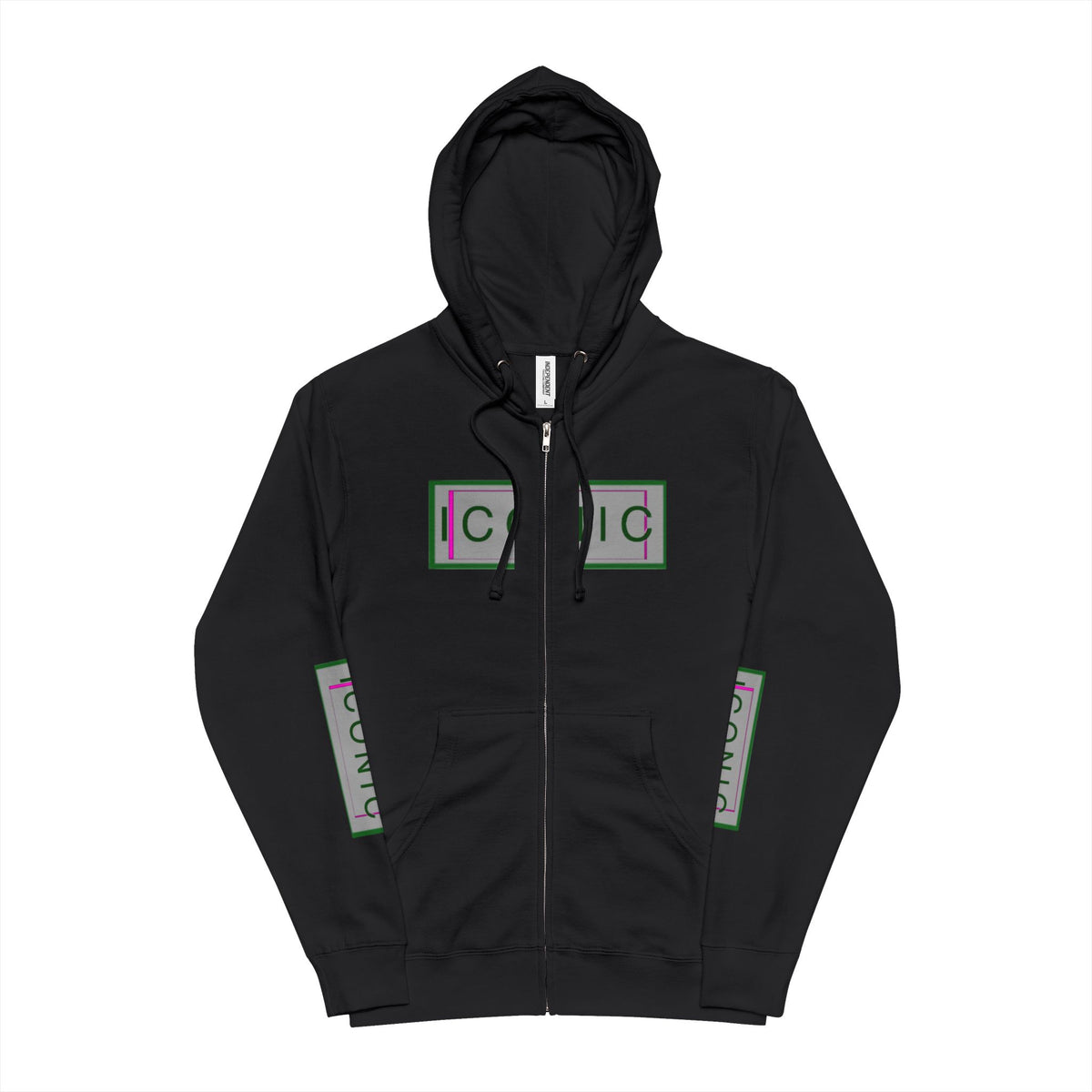 Unisex Fleece Zip Up Hoodie - Iconic Green Layered Design
