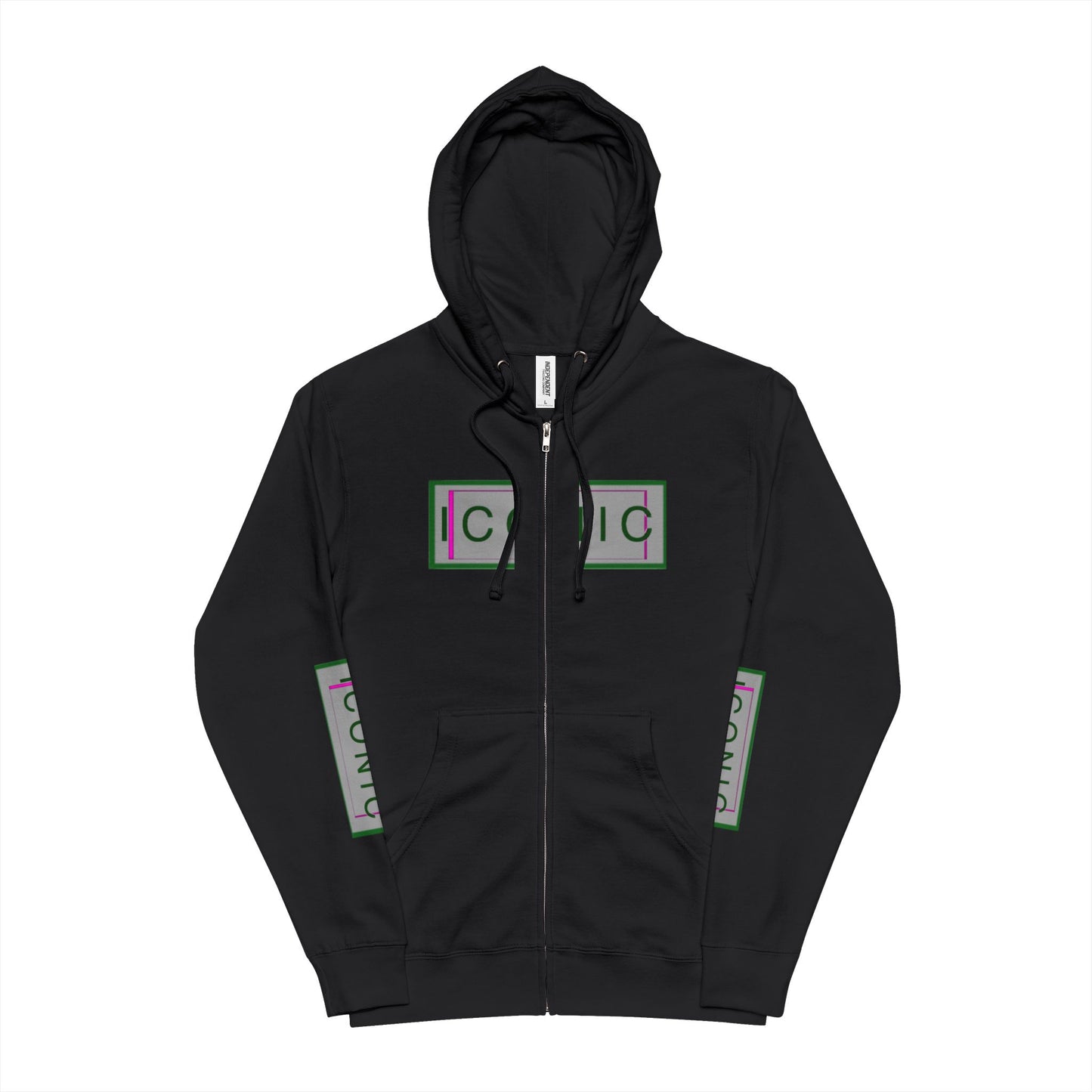 Unisex Fleece Zip Up Hoodie - Iconic Green Layered Design