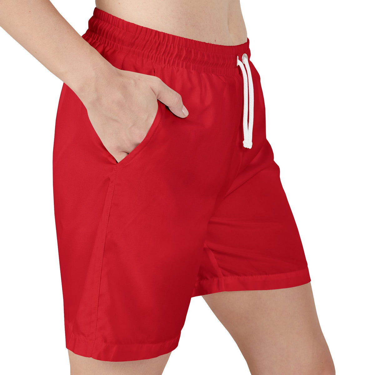 Bold Unisex Swim Shorts - Bright Red Beachwear, Summer Essentials, Vacation Attire, Pool Party, Surfing Gear