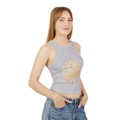 Tank Top Happy Holiday Women's Micro Rib Racer