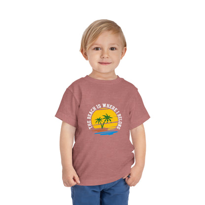 La plage est là où j’appartiens T-shirt pour tout-petits 