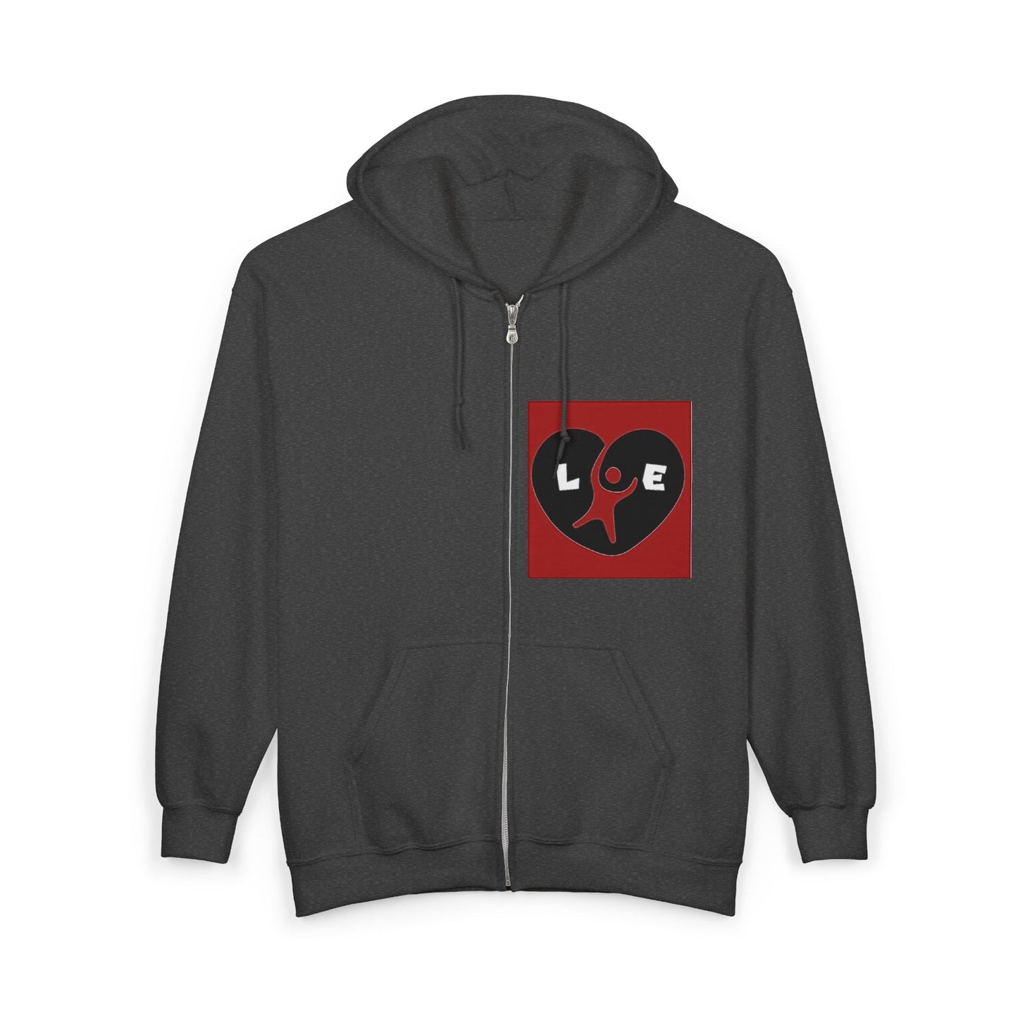 Heart Love Graphic Zip Hoodie, unisex Printify