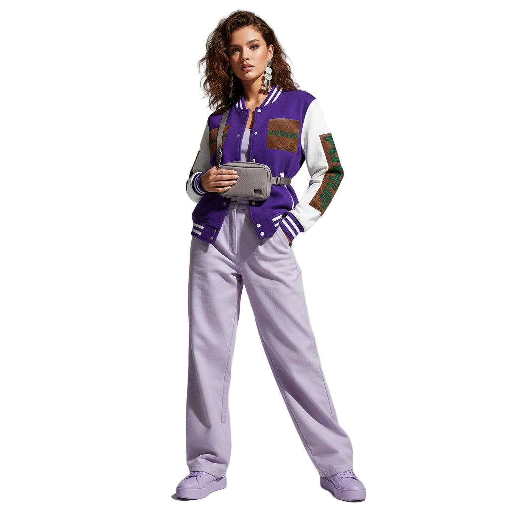 Unisex Heavyweight Letterman Jacket - Bold PUSHUP Design for Sporty Style Printify