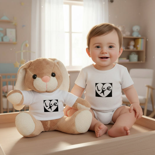 Adorable Love Bear Plush Toy in T-Shirt - Perfect Gift for Kids and Collectors, Valentine’s Day, Birthday, Nursery Decor, Cuddle Buddy Printify