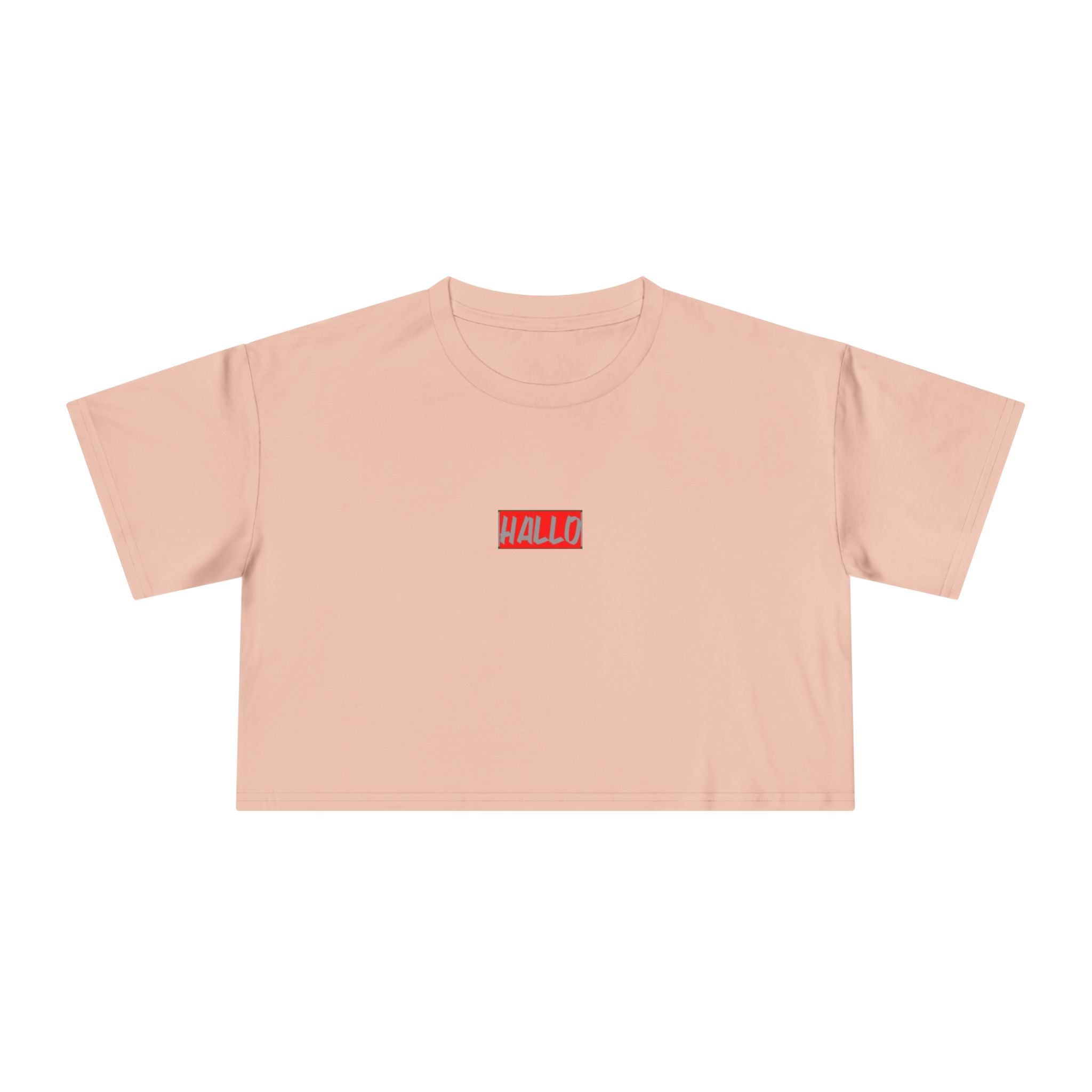Women's Crop Tee - 'HALLO' Graphic Tee for Casual Style