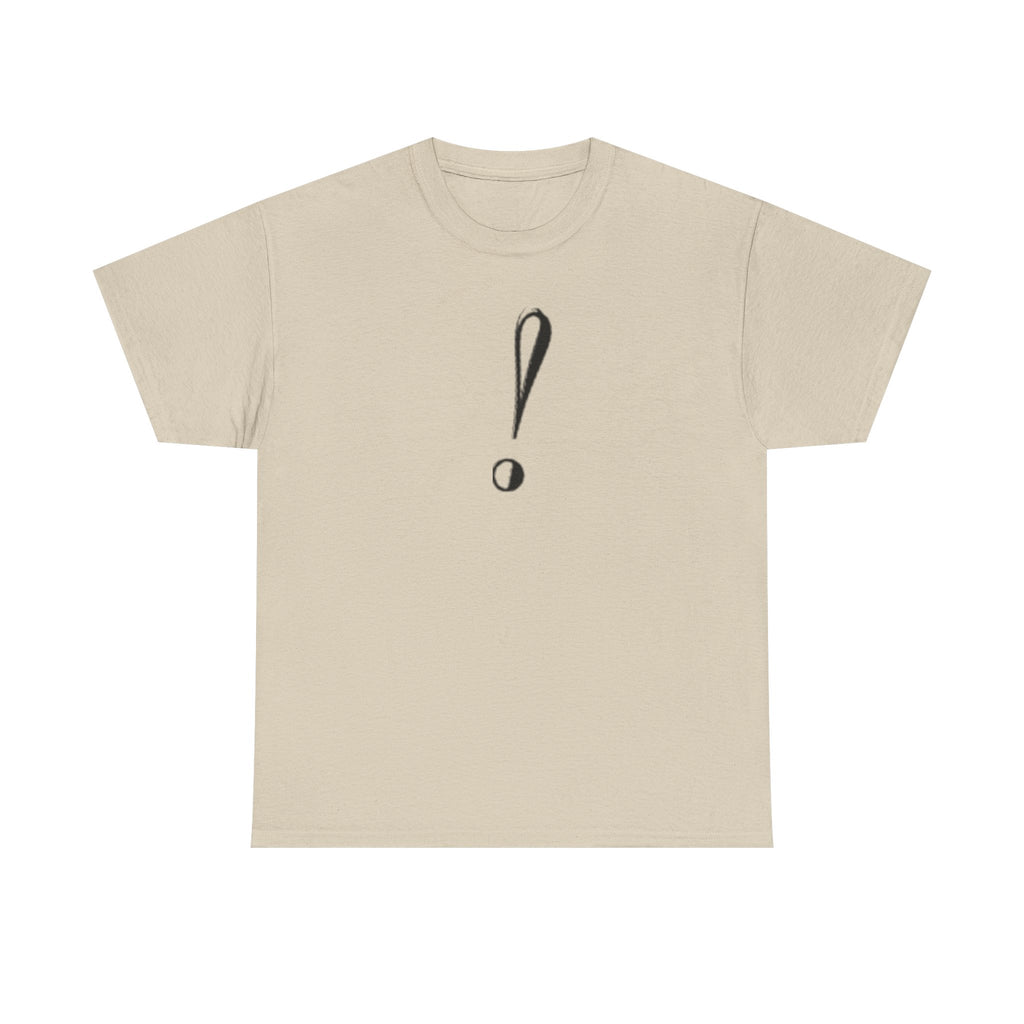 Unisex Heavy Cotton Tee with Bold Exclamation Mark Design - Casual Statement Shirt