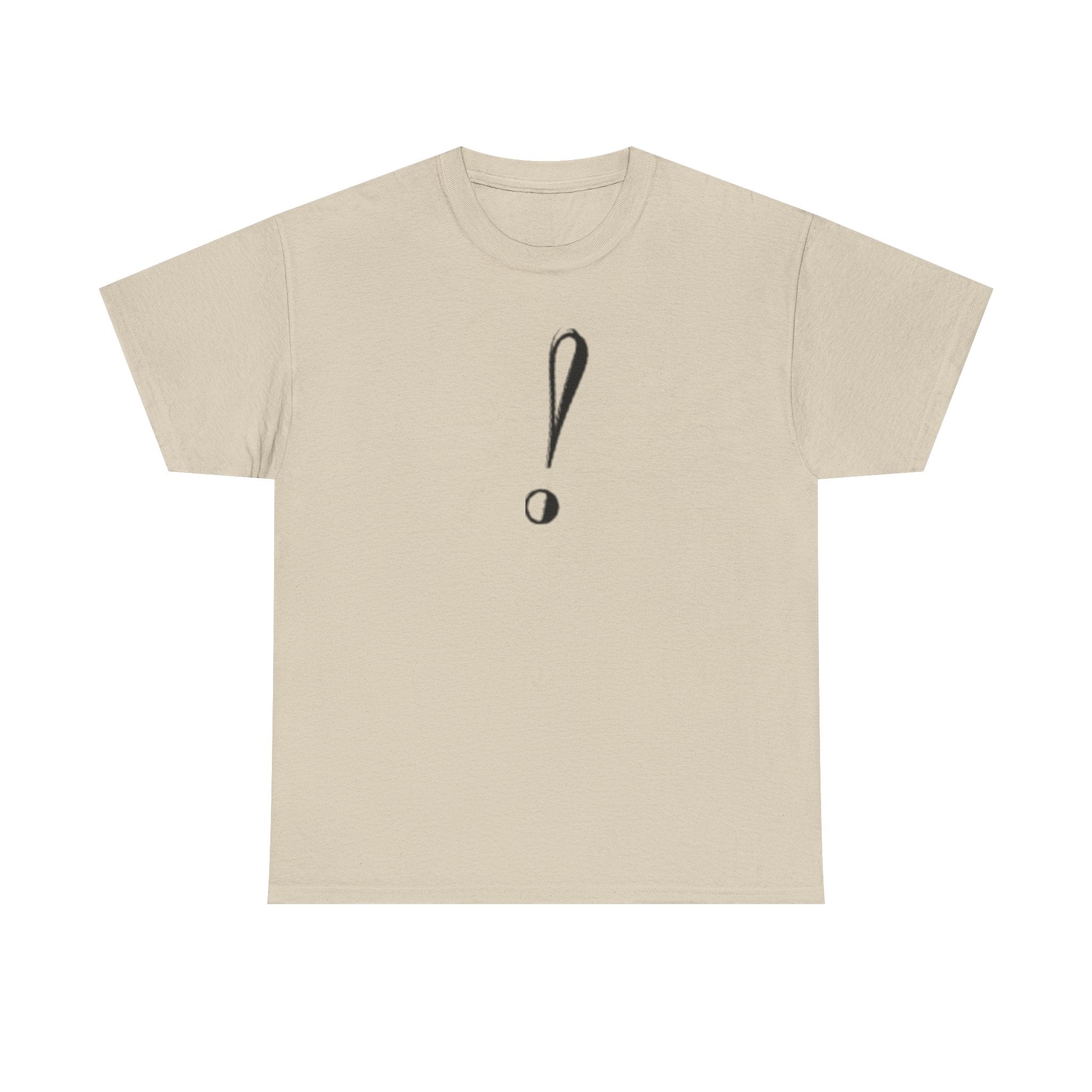 Unisex Heavy Cotton Tee with Bold Exclamation Mark Design - Casual Statement Shirt