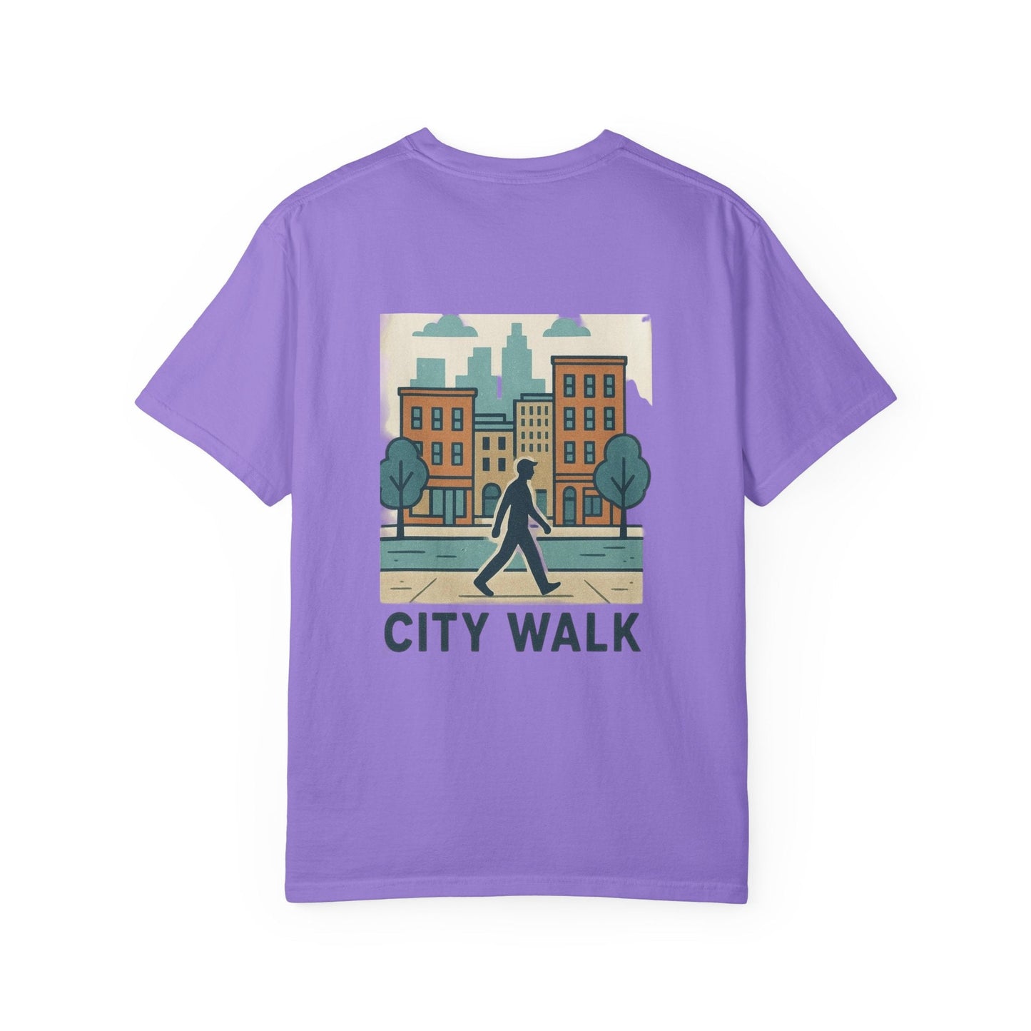 City Walk Unisex Garment-Dyed T-shirt, Urban Streetwear, Casual Fashion, Gift for City Lovers, Travel Enthusiast Apparel Printify