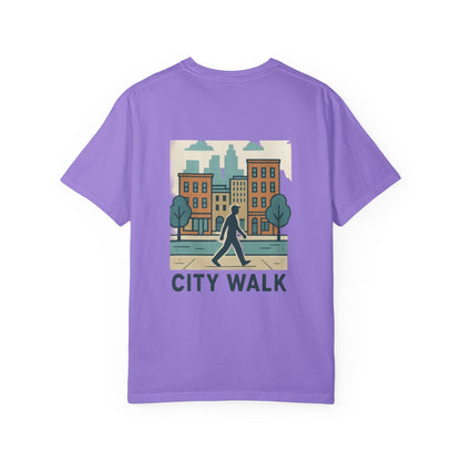 City Walk Unisex Garment-Dyed T-shirt, Urban Streetwear, Casual Fashion, Gift for City Lovers, Travel Enthusiast Apparel Printify