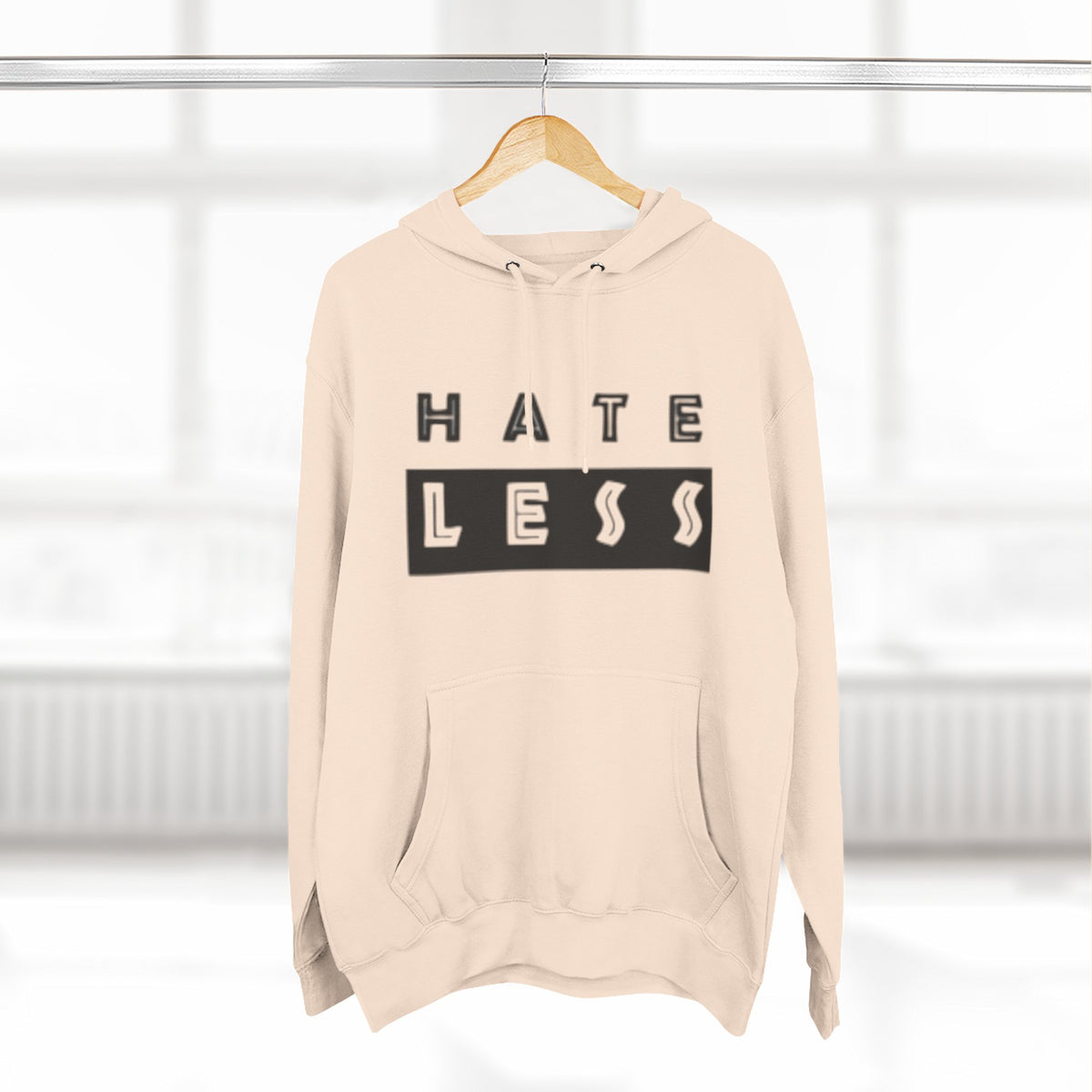 HATE LESS Three-Panel Fleece Hoodie - Comfortable, Inspirational Hoodie for Everyday Wear
