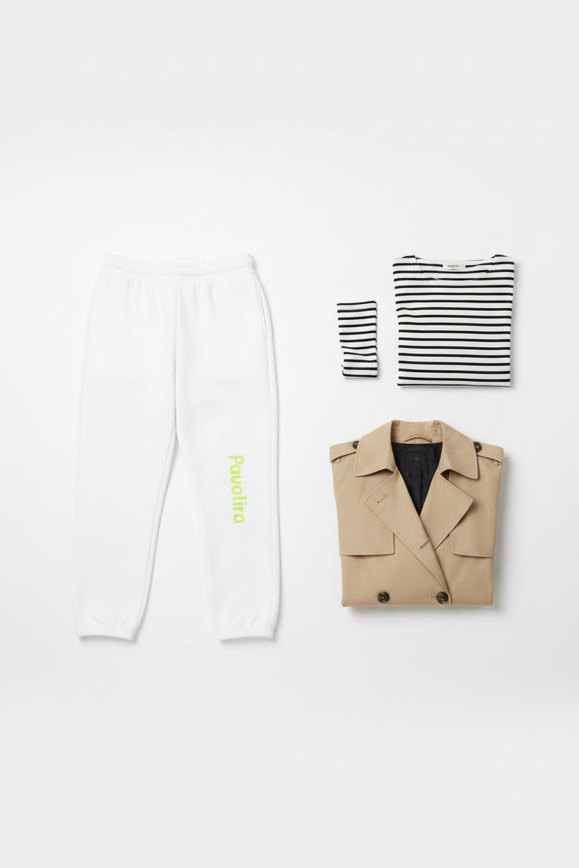 Pavolira Side-Logo Sweatpants — Minimal Vertical Text Joggers