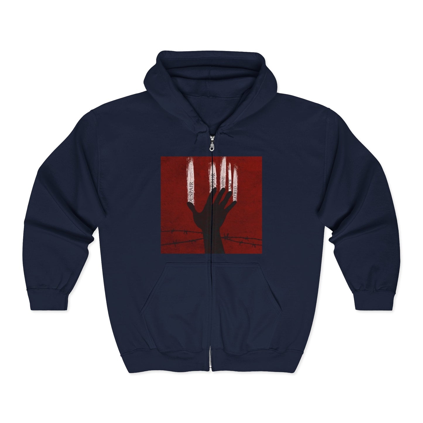 Unisex Zip Hoodie - Perfect for Spooky Season, Scary Movie Nights, Gift for Horror Fans, Unique Sweatshirt, Cozy Warmth Printify