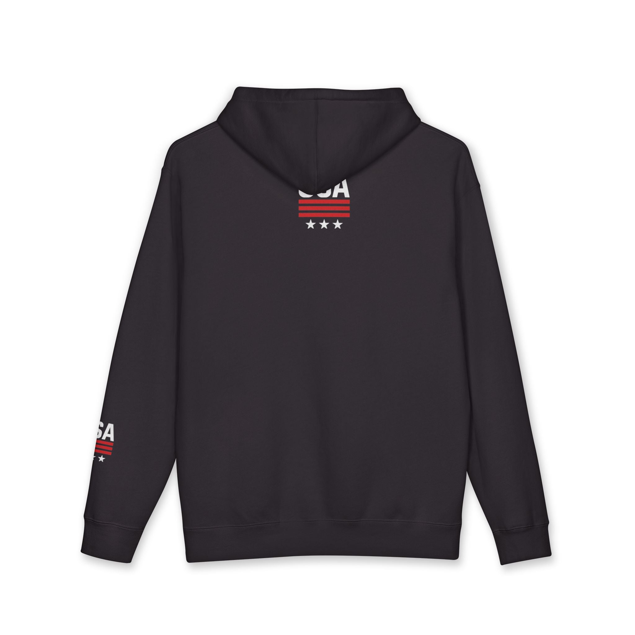 USA Minimal Flag Hoodie — Patriotic White Pullover