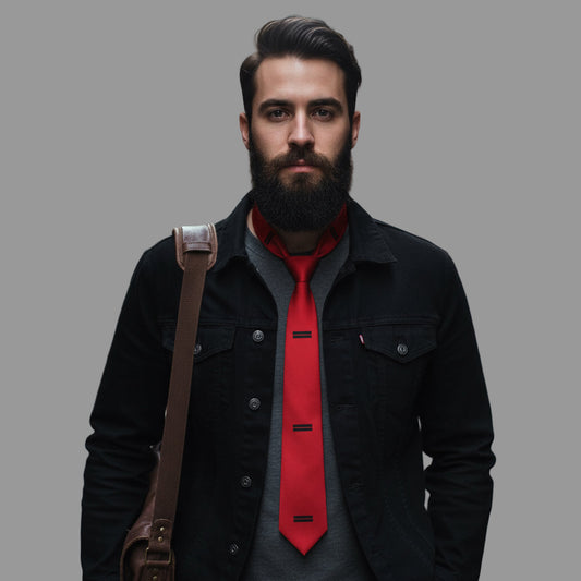 Vibrant Red Necktie with Bold Black Stripes for Stylish Occasions, Formal Events, Holidays, Business Attire, Special Celebrations Printify