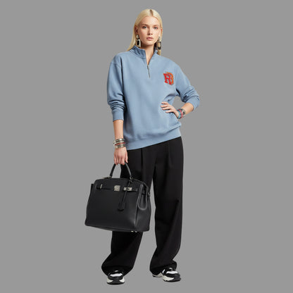 Quarter-Zip Sweatshirt — Retro 'RB' Varsity Logo Pullover Printify
