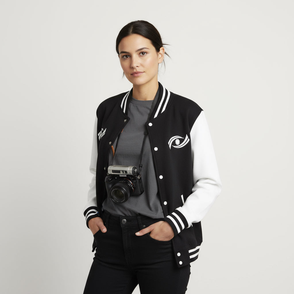 Unisex Heavyweight Letterman Jacket - Eyes Wide Open, Cozy Stylish Outerwear, Great for Game Days, Unique Gift for Teens, Trendy [...] Printify