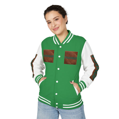 Unisex Heavyweight Letterman Jacket - Bold PUSHUP Design for Sporty Style Printify