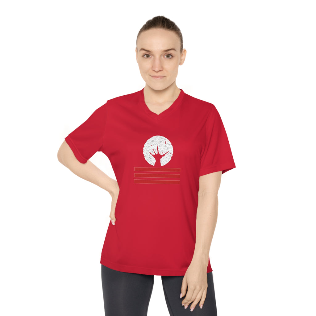 Women's Performance V-Neck T-Shirt with Unique Graphic Design, Sports Tee, Workout Top, Casual Athletic Wear, Gift for Active Lifestyle