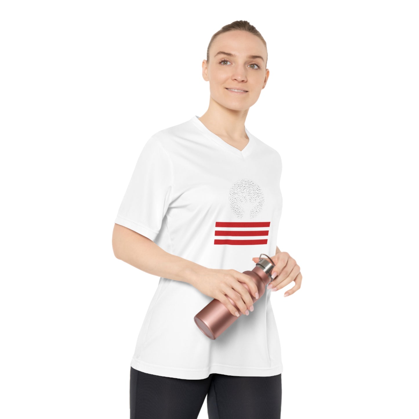 Women's Performance V-Neck T-Shirt with Unique Graphic Design, Sports Tee, Workout Top, Casual Athletic Wear, Gift for Active Lifestyle