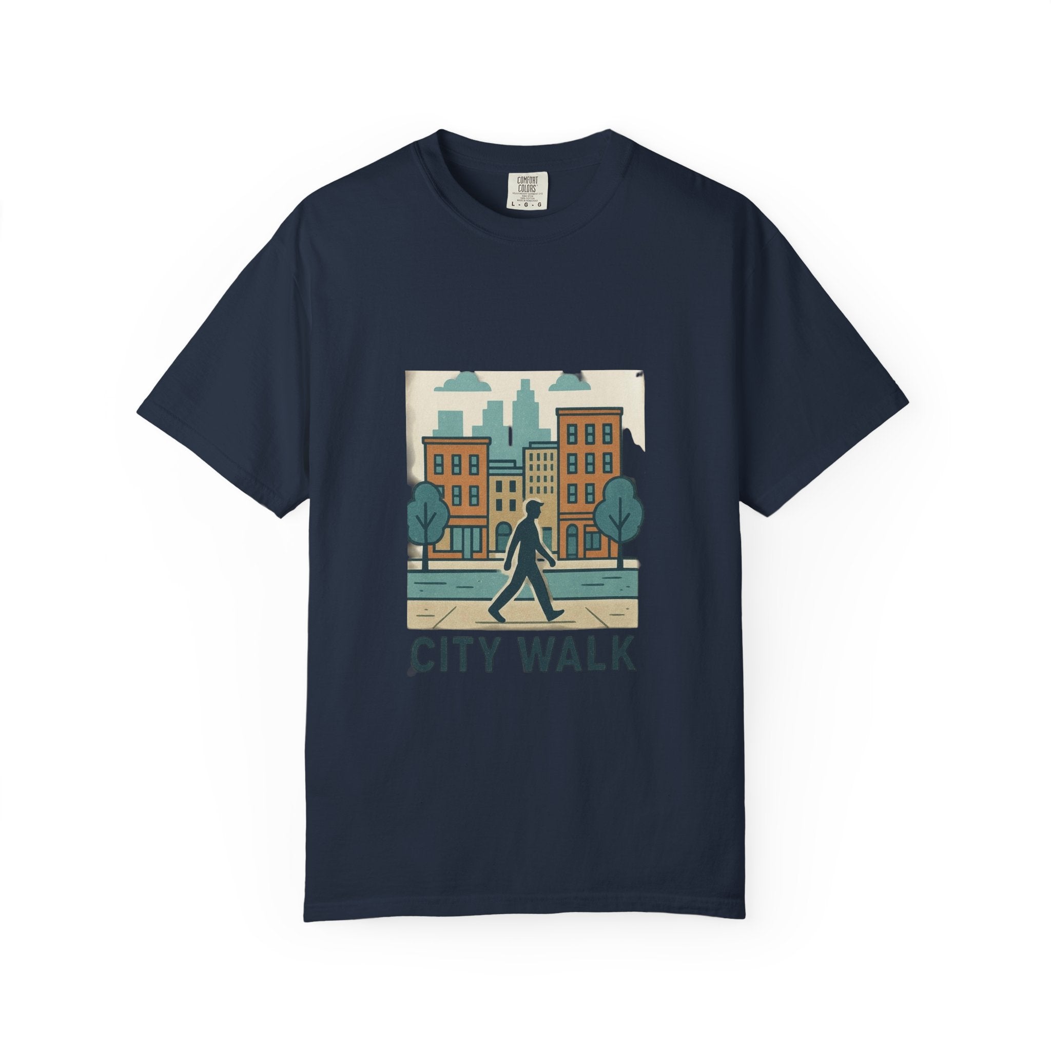 City Walk Unisex Garment-Dyed T-shirt, Urban Streetwear, Casual Fashion, Gift for City Lovers, Travel Enthusiast Apparel Printify