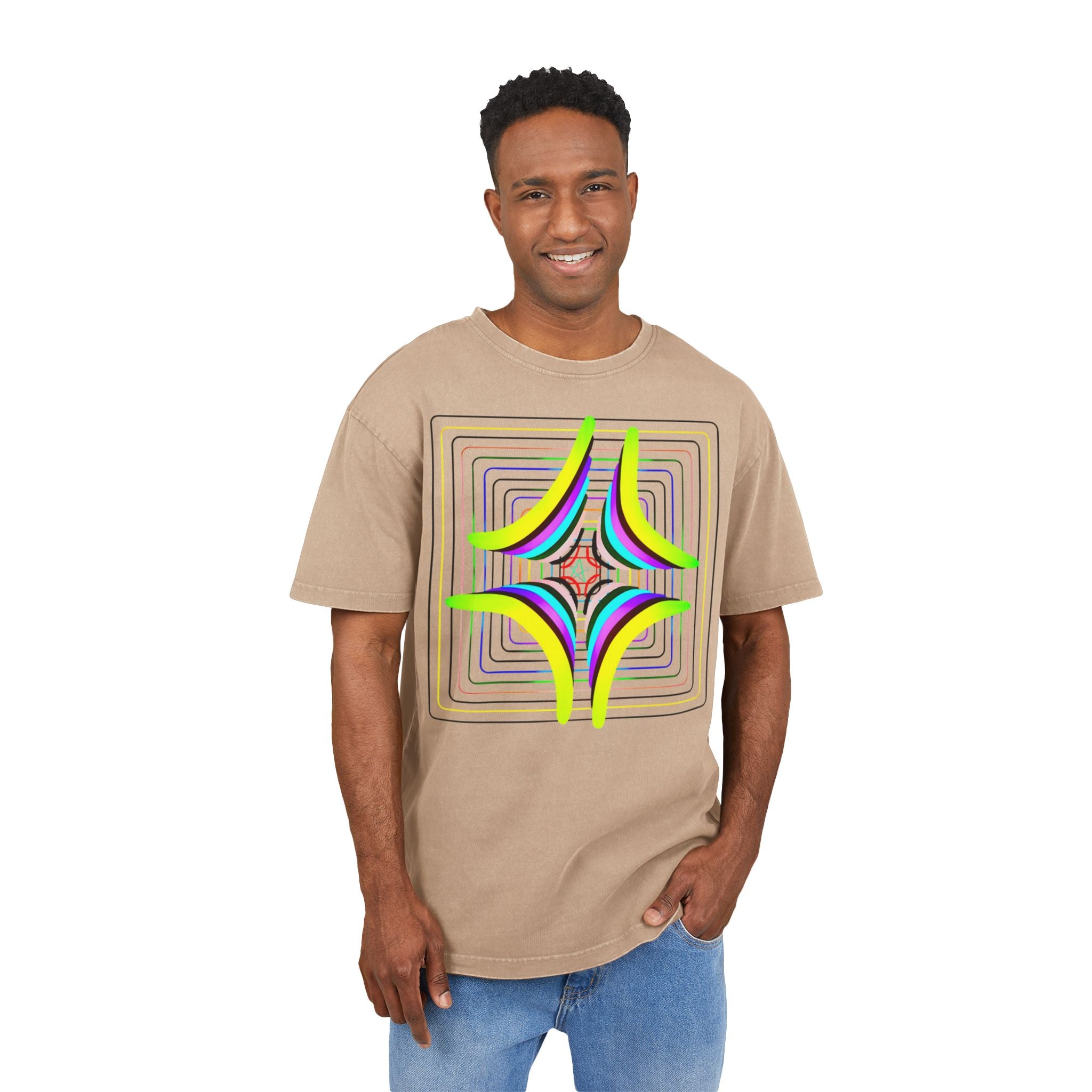 Acid Washed Heavy Oversize Tee-Rainbow 2024