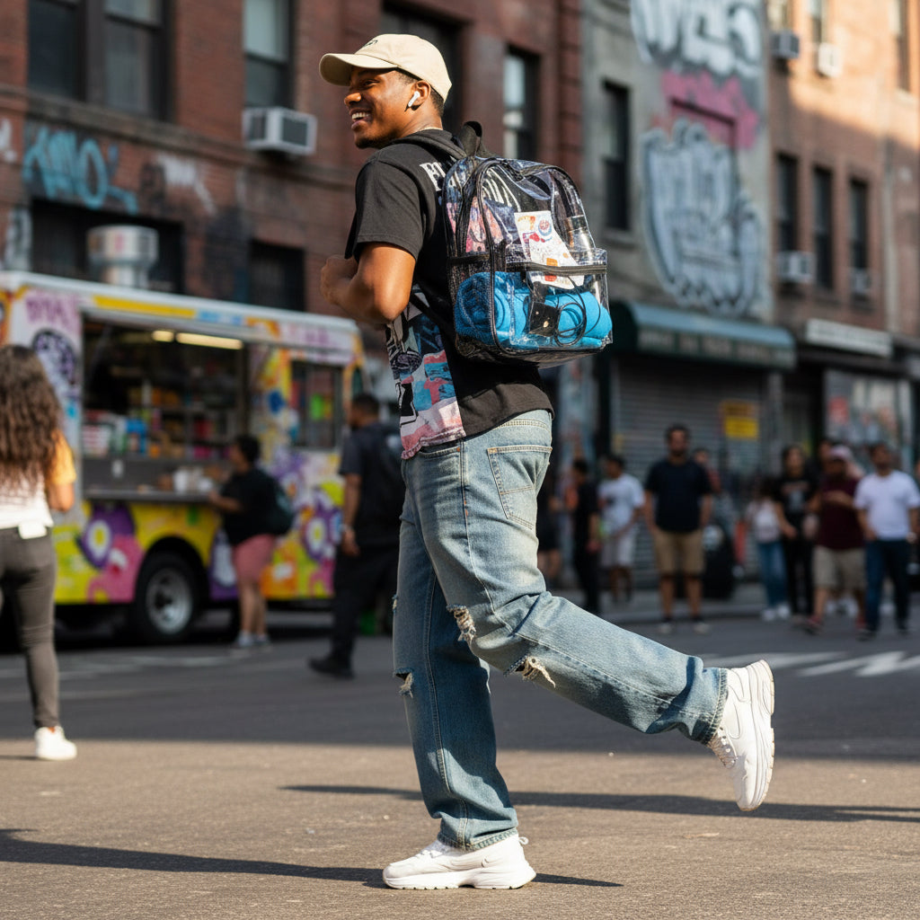 Clear Stadium Backpack - Transparent Rucksack, Game Day Bag, Concert Tote, Travel Purse, Security Friendly Pack Printify