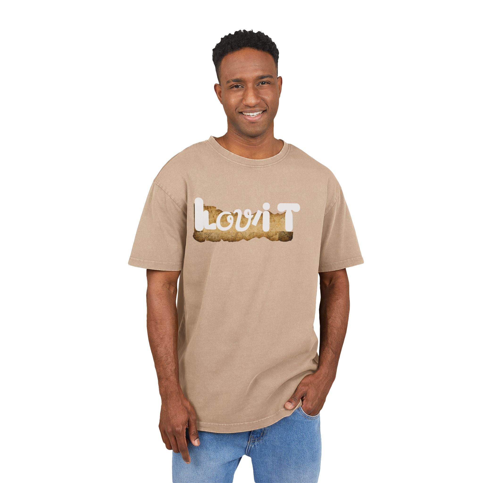 Oversize Tee Acid Washed Men's I Lov'iT Graphic T-Shirt