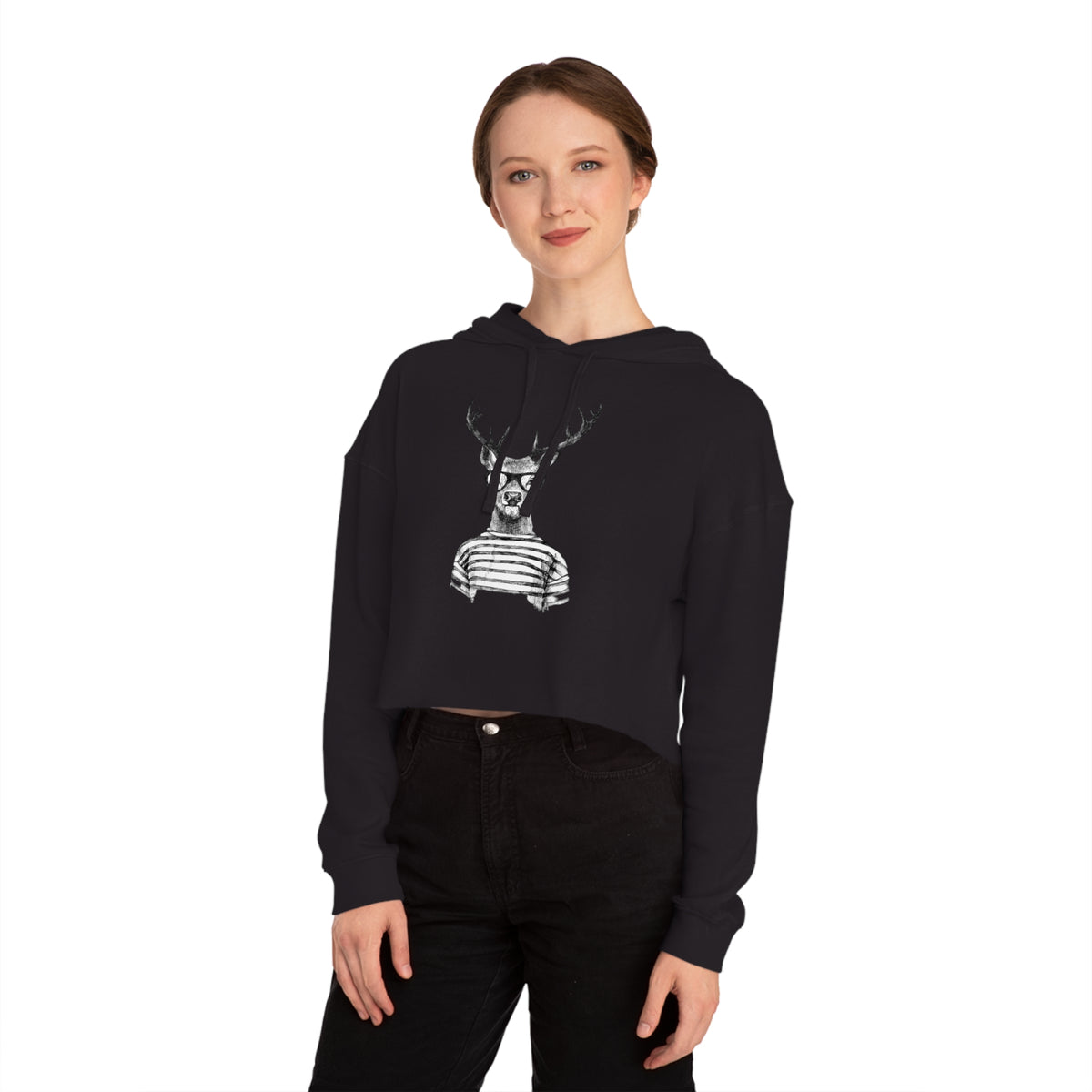 Rain Deer Cropped Hooded Sweatshirt