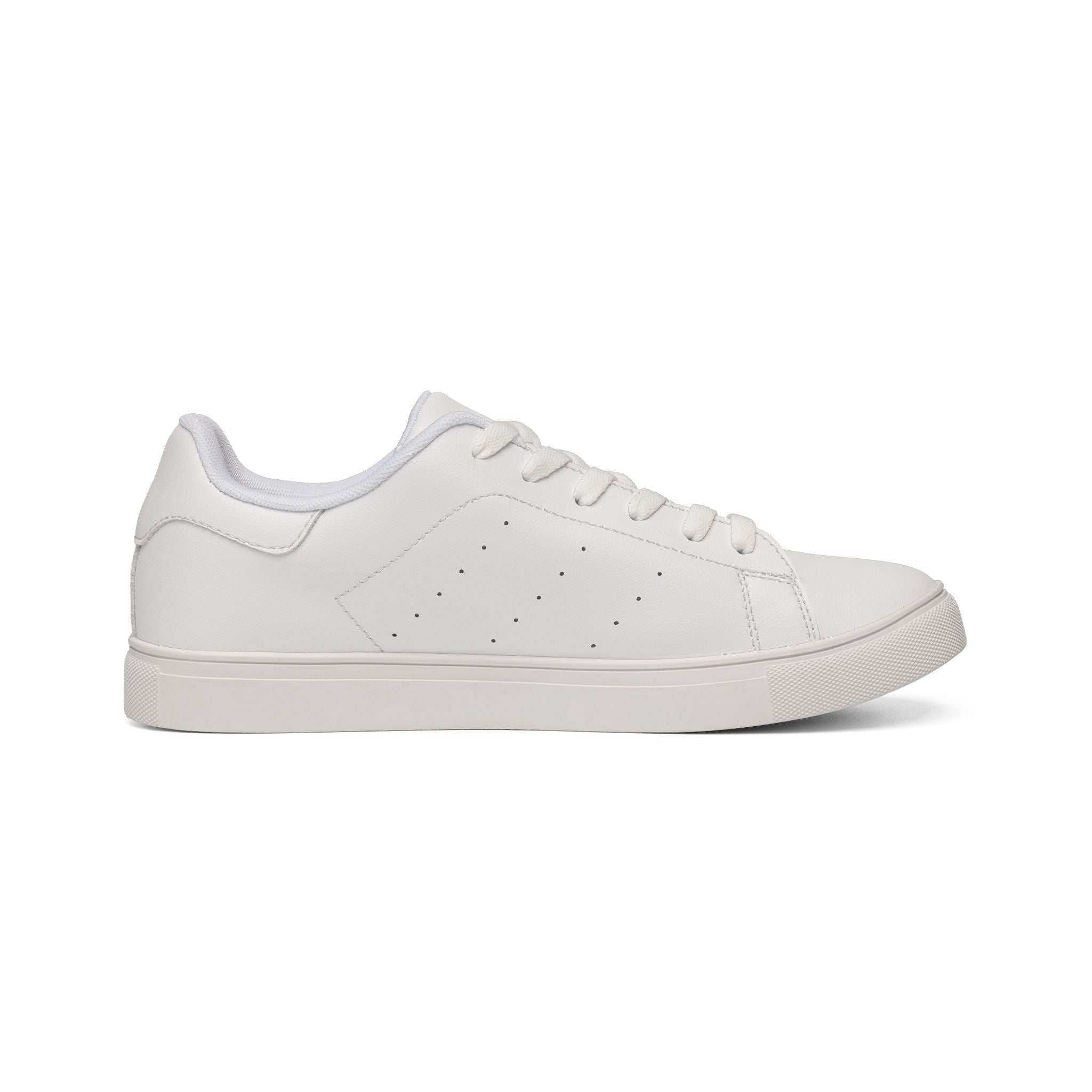 White Leather Low-Top Sneakers with Minimal German Flag Accent