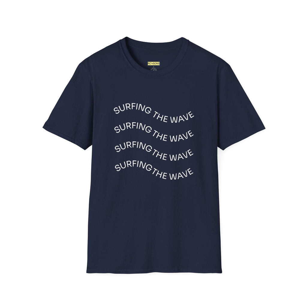 Surfing the Wave Unisex Softstyle T-Shirt, Beachwear, Summer Apparel, Gift for Surfers, Casual Tee, Surfing Theme Shirt Printify