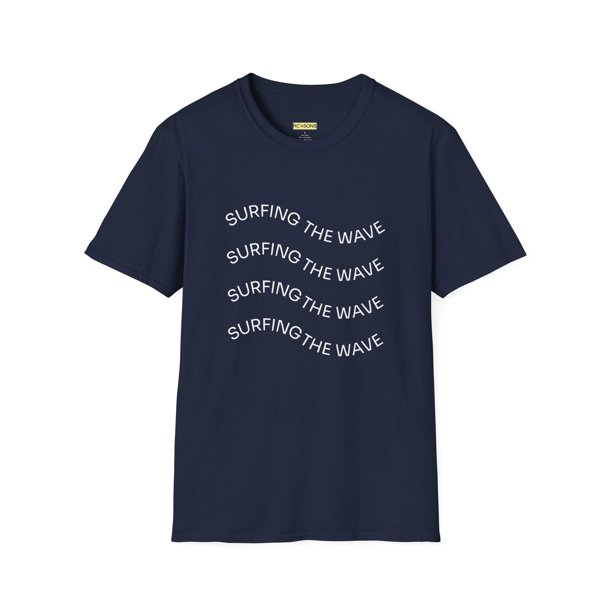 Surfing the Wave Unisex Softstyle T-Shirt, Beachwear, Summer Apparel, Gift for Surfers, Casual Tee, Surfing Theme Shirt Printify
