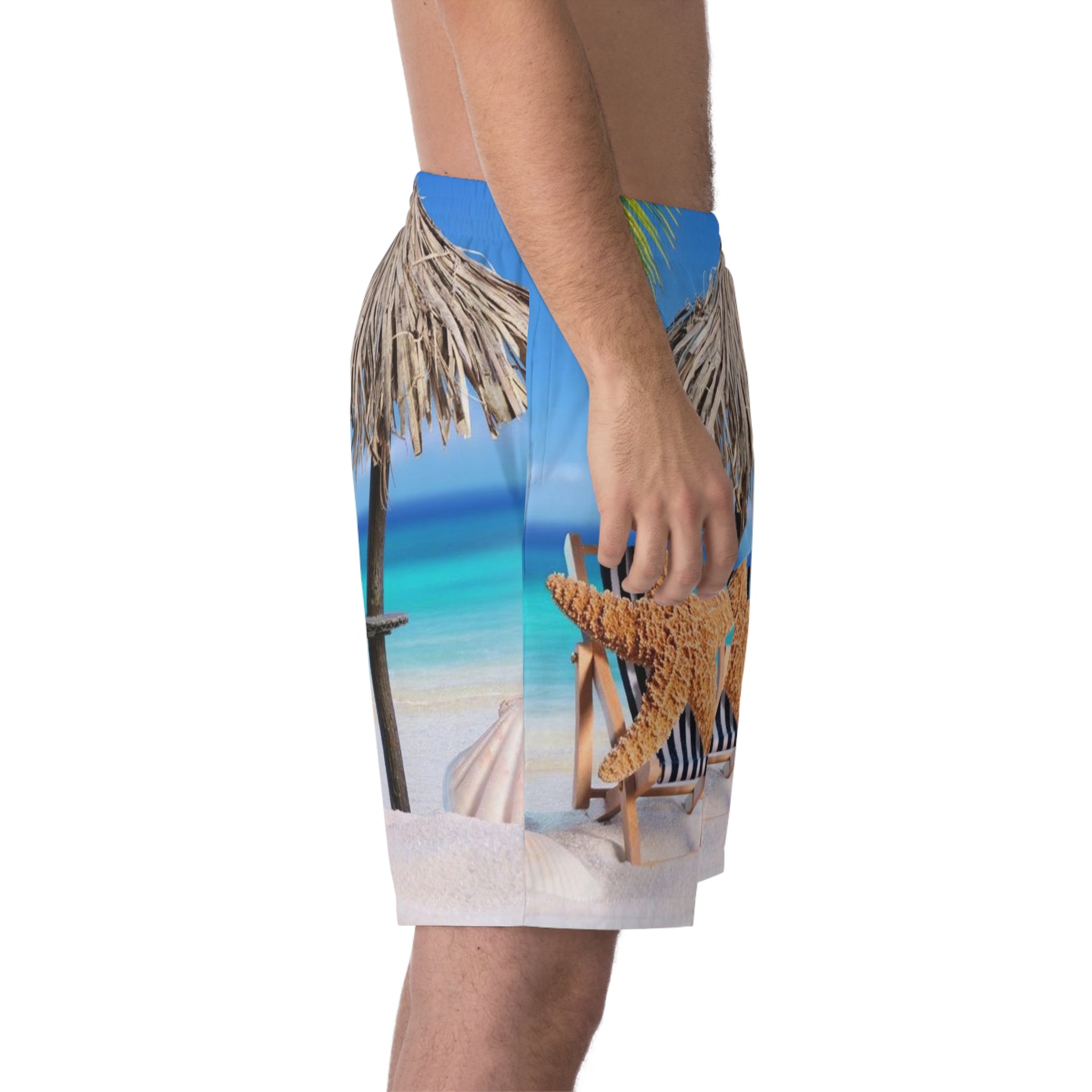 Men's Elastic Beach Shorts (AOP)