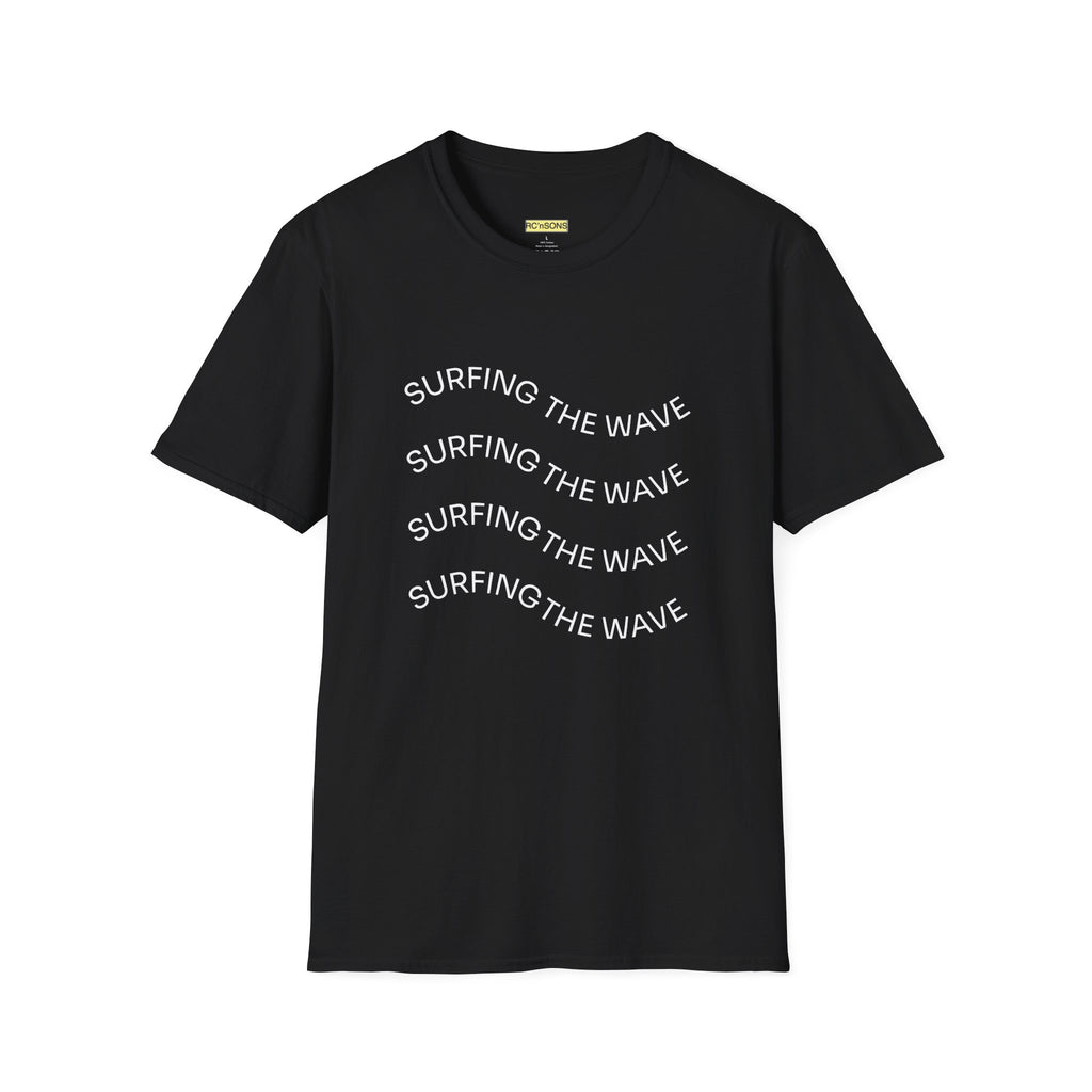 Surfing the Wave Unisex Softstyle T-Shirt, Beachwear, Summer Apparel, Gift for Surfers, Casual Tee, Surfing Theme Shirt