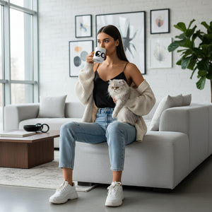 Playful Cat Accent Coffee Mug - 11oz & 15oz - Perfect for Cat Lovers Printify