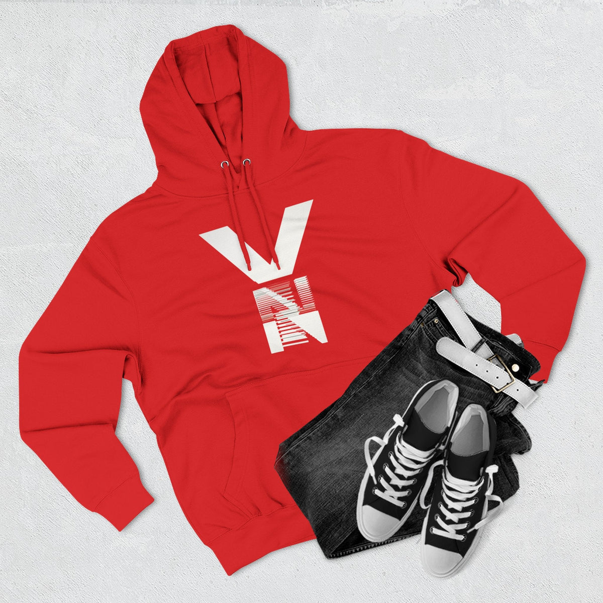 Stylish Three-Panel Fleece Hoodie Printify