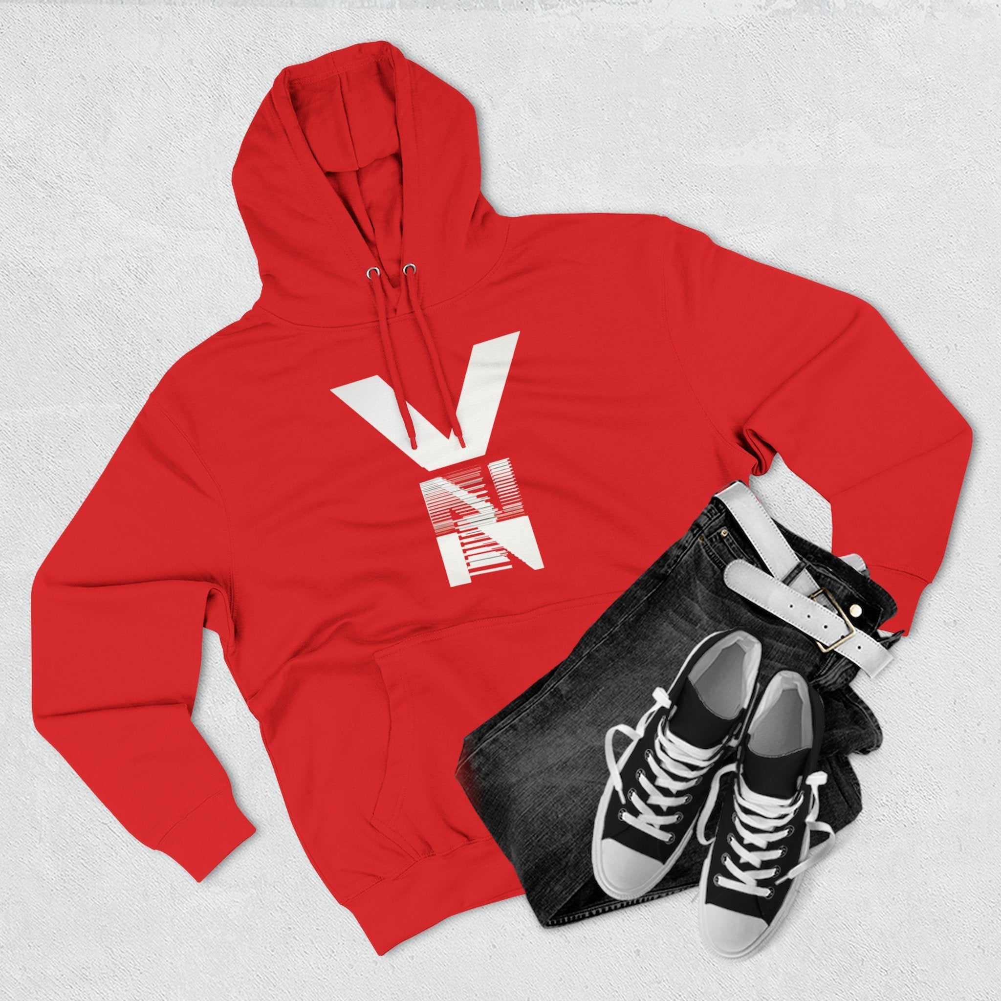 Stylish Three-Panel Fleece Hoodie Printify