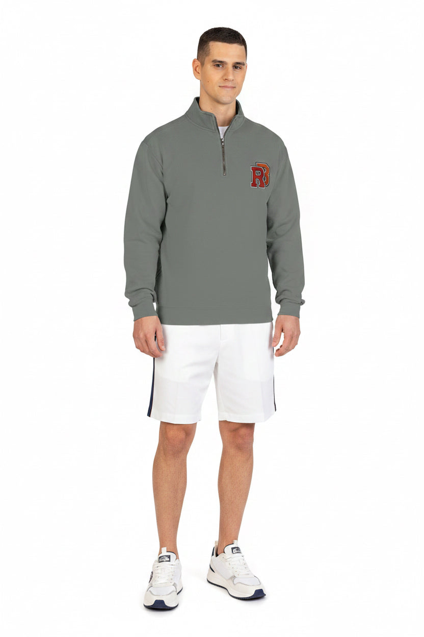 Quarter-Zip Sweatshirt — Retro 'RB' Varsity Logo Pullover Printify