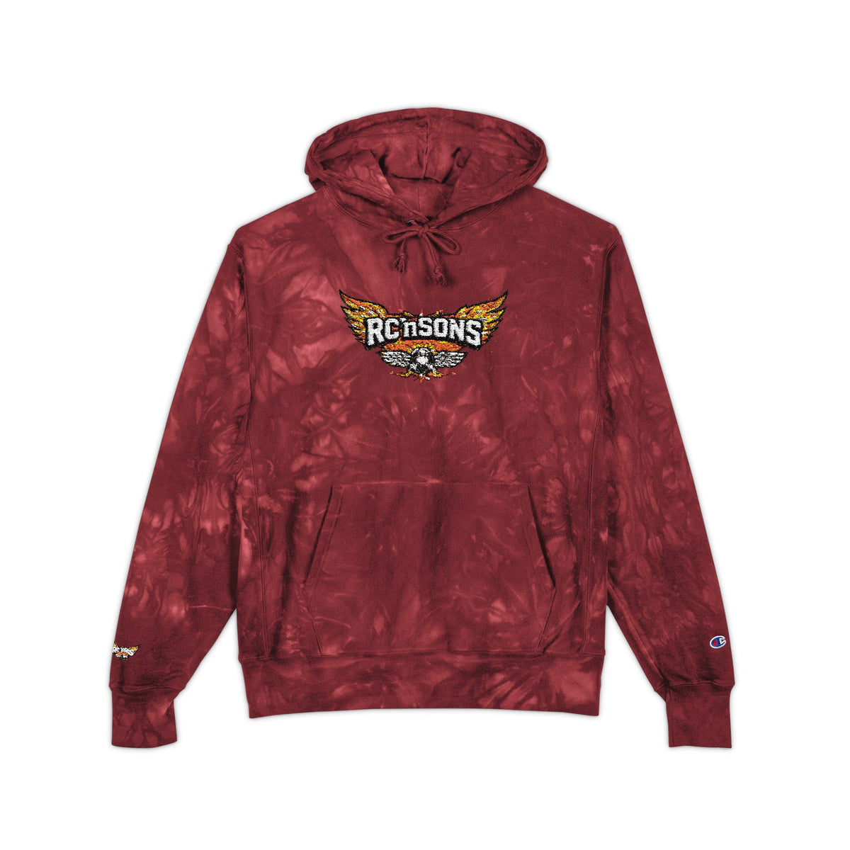 Tie-Dye Embroidered Hoodie — Roosters Wing Logo