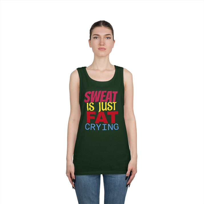 Sweat is Just Fat Crying Tank Top, Motivational Gym Shirt, Fitness Apparel, Unisex Workout Top, Summer Activewear, Gift for Fitness [...] Printify