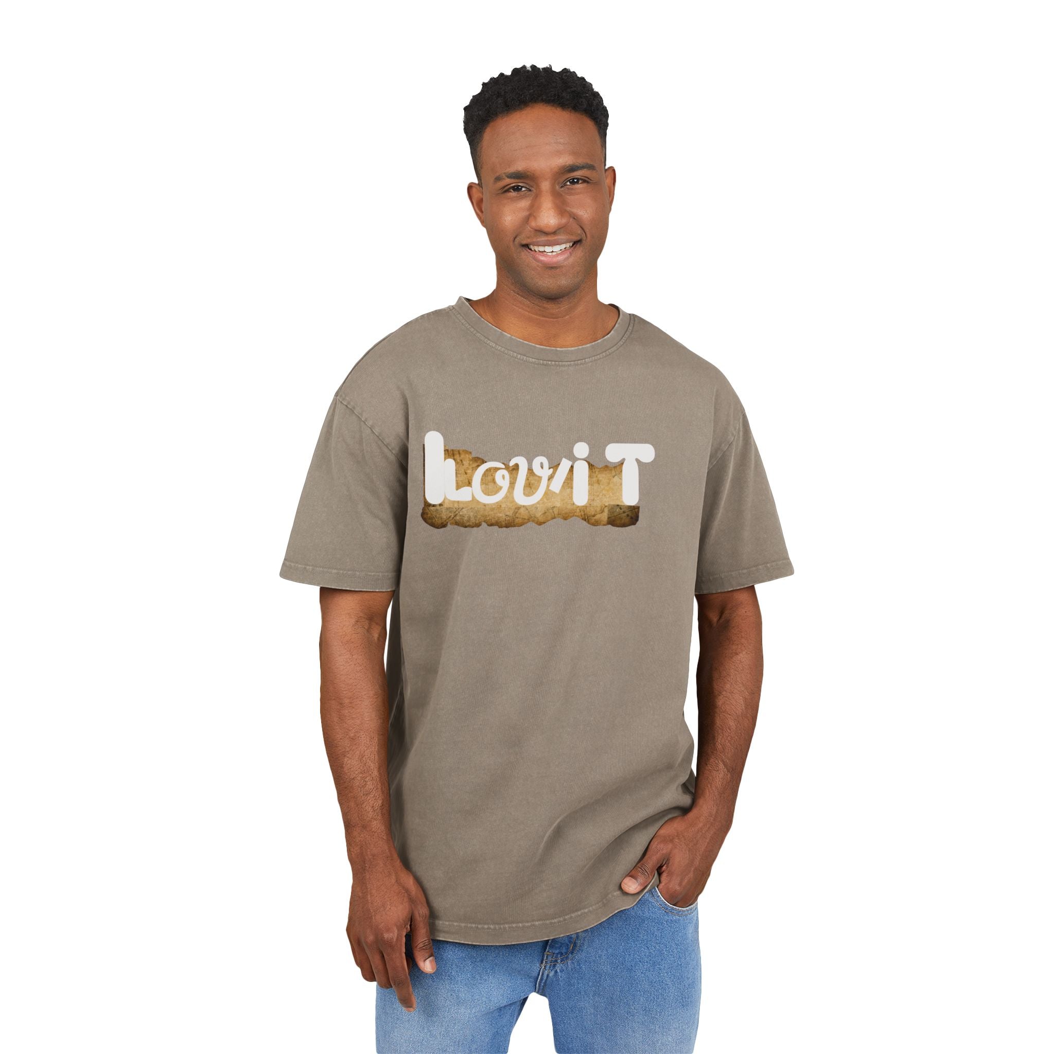 Oversize Tee Acid Washed Men's I Lov'iT Graphic T-Shirt