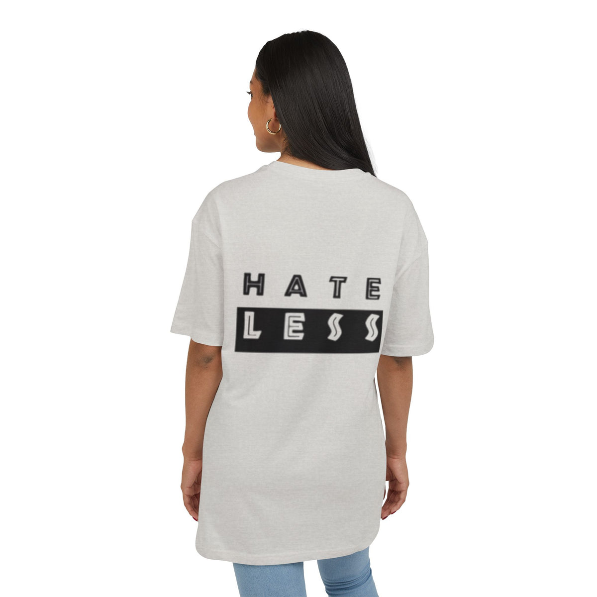 Hate Less Unisex Heavy Oversize Tee - Casual Statement Shirt for Positive Vibes