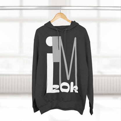Hoodie with 'I'M zOk' Design - Three-Panel Fleece