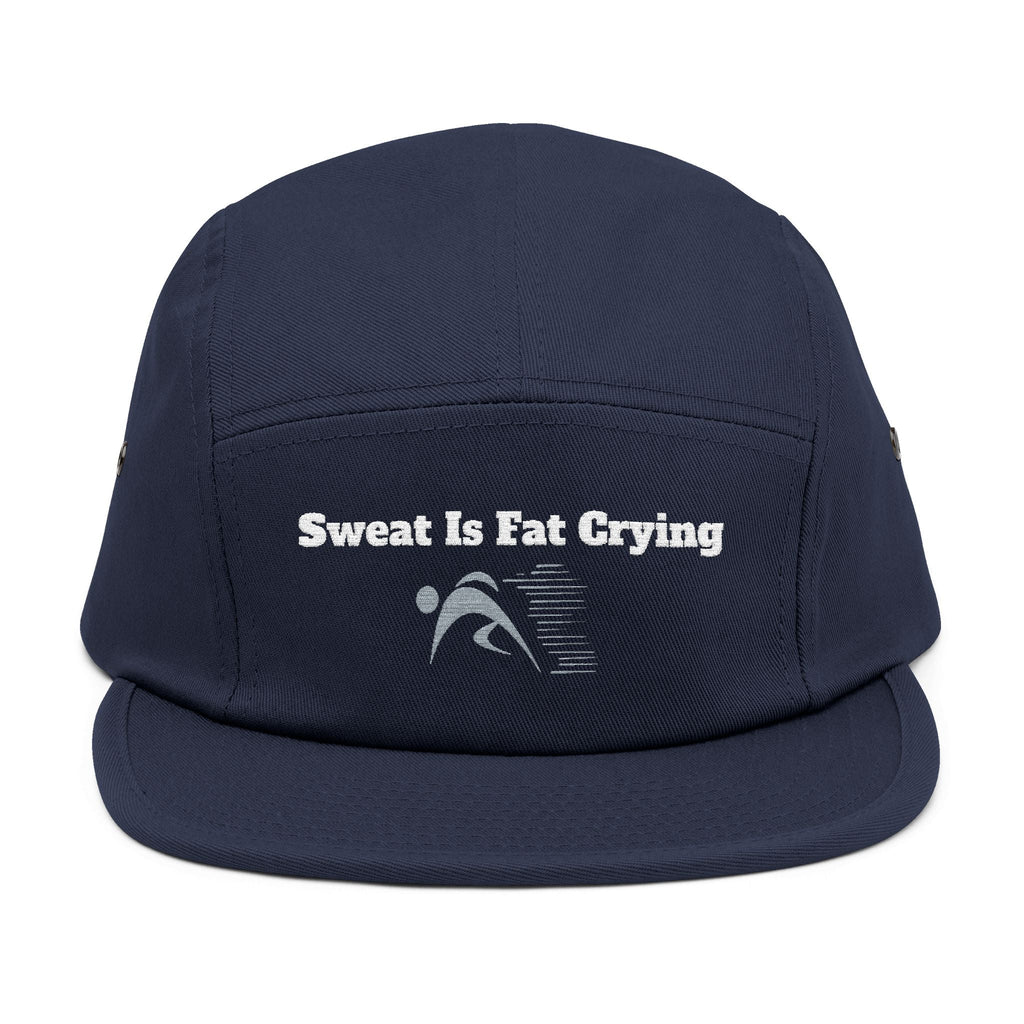 Motivational 5 Panel Cap | Sweat Is Fat Crying | Gym Wear, Sports Cap, Fitness Gift, Outdoor Hat, Workout Accessory Printify