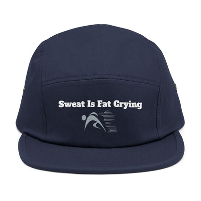 Motivational 5 Panel Cap | Sweat Is Fat Crying | Gym Wear, Sports Cap, Fitness Gift, Outdoor Hat, Workout Accessory Printify