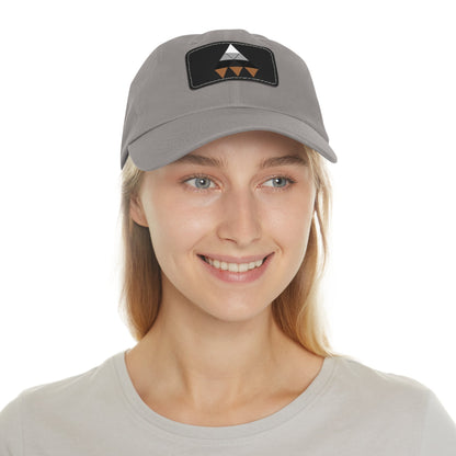 Stylish Dad Hat with Leather Patch - Adjustable Cap for Outdoor Adventures, Gift for Dad, Summer Fashion, Casual Look, Unique Accessory Printify