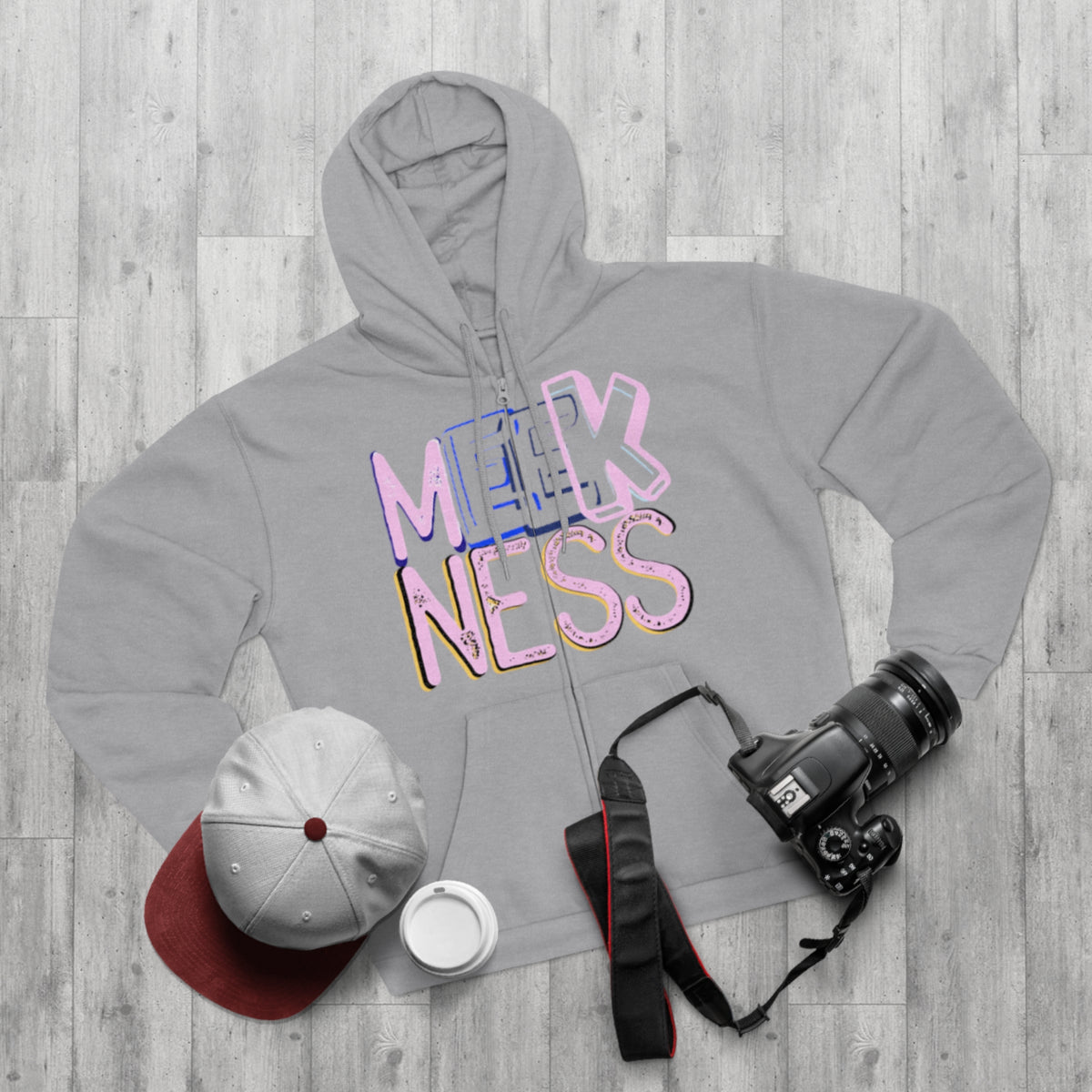 Meekness Unisex Hooded Zip Sweatshirt - Stylish Graphic Zip Hoodie for Everyday Comfort