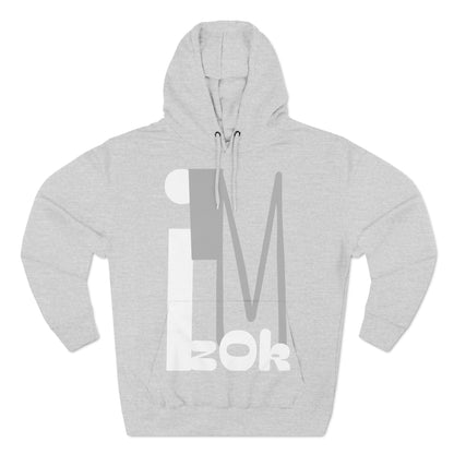 Hoodie with 'I'M zOk' Design - Three-Panel Fleece