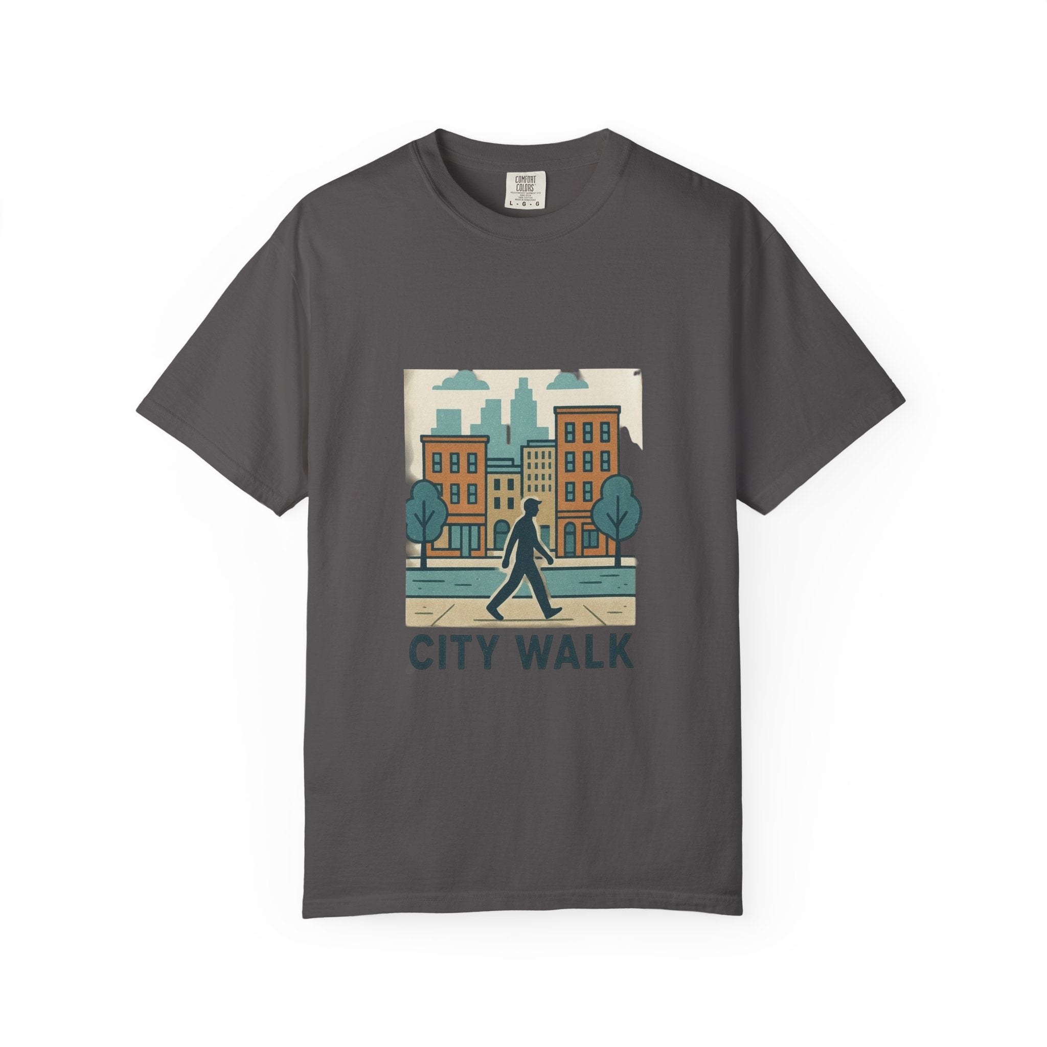 City Walk Unisex Garment-Dyed T-shirt, Urban Streetwear, Casual Fashion, Gift for City Lovers, Travel Enthusiast Apparel Printify