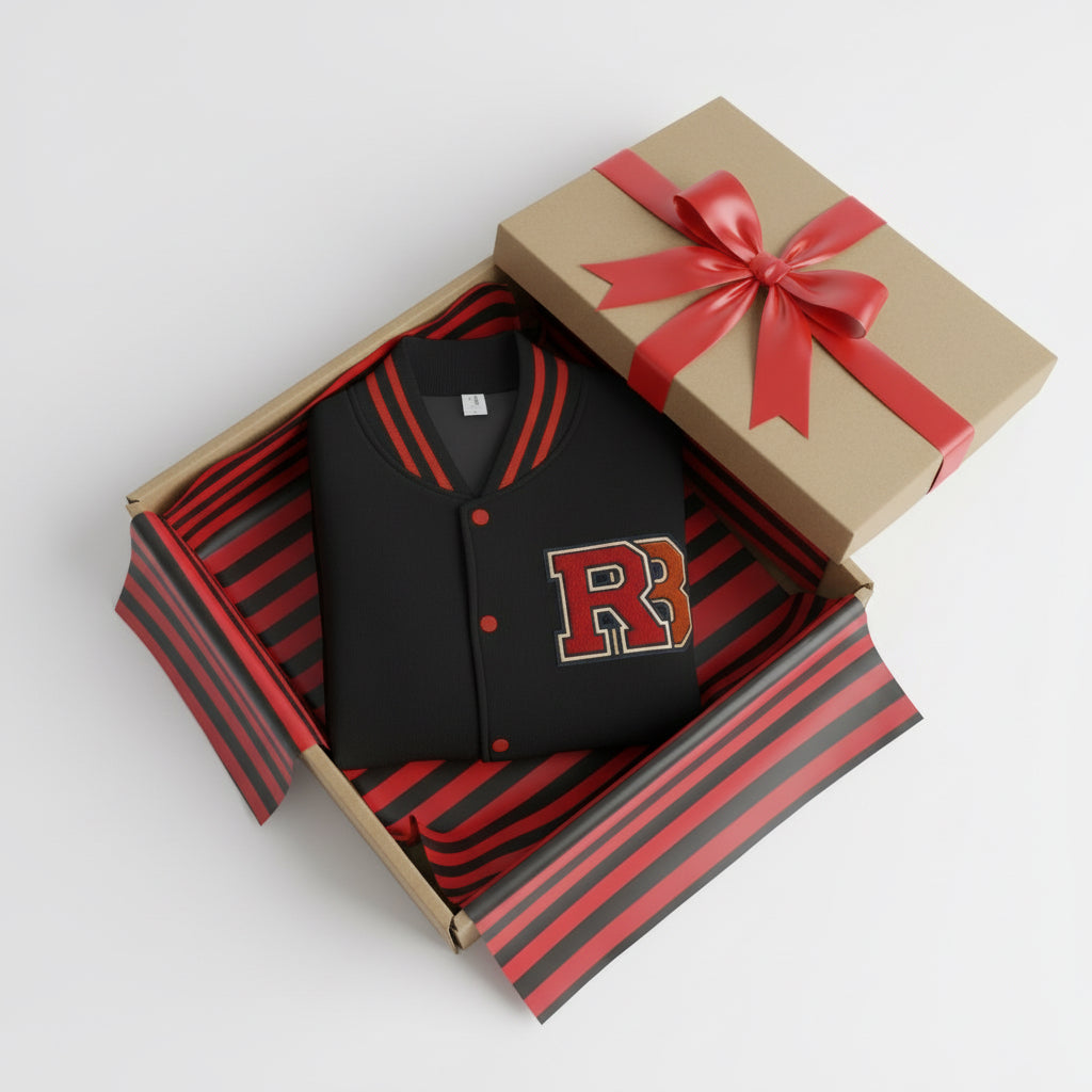 Letterman Jacket - RB Varsity Embroidered Retro Baseball Letter Jacket Printify